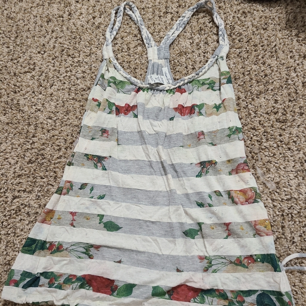American Rag rose gray and cream tank top